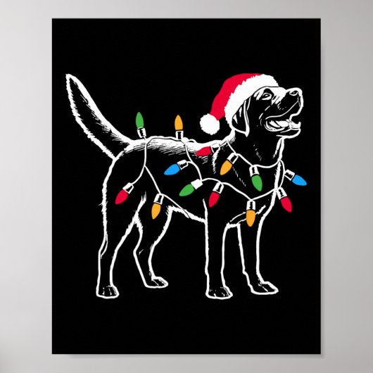 Grappige Santa Labrador Retriever Kerstverlichting Poster (Voorkant)