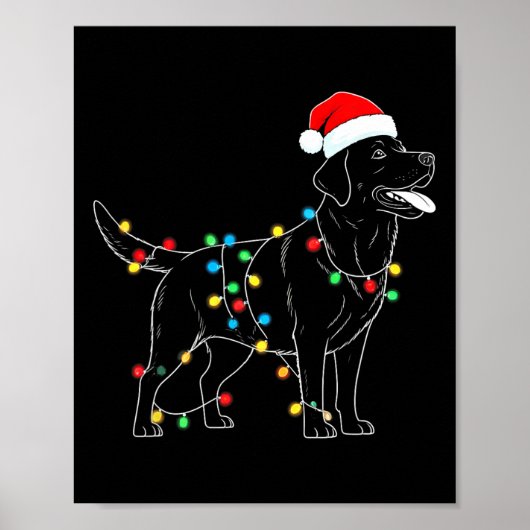 Grappige Santa Labrador Retriever Kerstverlichting Poster (Voorkant)