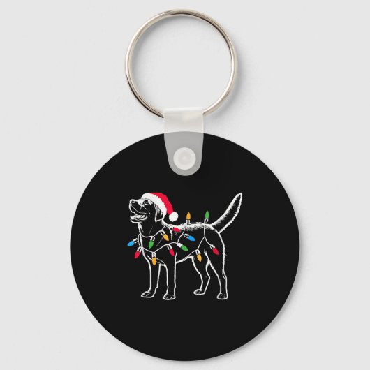 Grappige Santa Labrador Retriever Kerstverlichting Sleutelhanger (Voorkant)