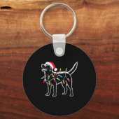Grappige Santa Labrador Retriever Kerstverlichting Sleutelhanger (Voorkant)