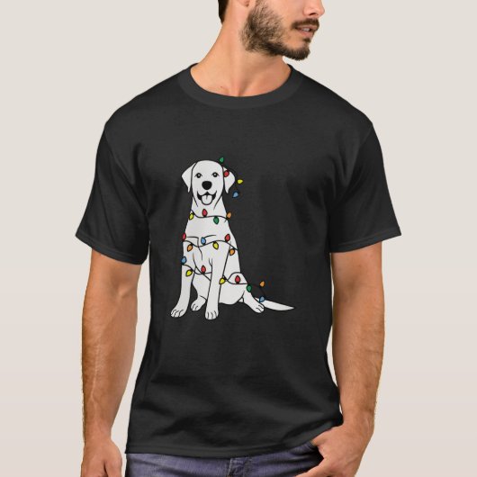 Grappige Santa Labrador Retriever Kerstverlichting T-shirt (Voorkant)