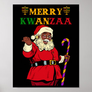 Grappige Santa Merry Kwanzaa Afro-Amerikaanse vaka Poster