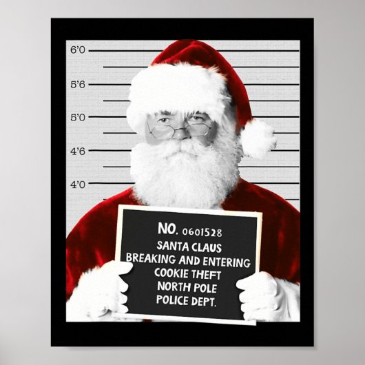 Grappige Santa Mugshot Santa Claus Gevangen Kerstm Poster (Voorkant)