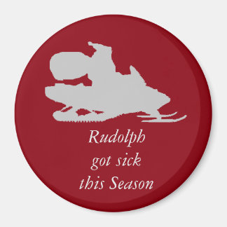 Grappige santa op sneeuwscooter magneet