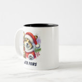 Grappige Santa Paws Schattigee Corgi Dog Tweekleurige Koffiemok (Voorkant links)