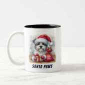 Grappige Santa Paws Schattigee hond Tweekleurige Koffiemok (Links)
