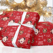 Grappige Santa Rendieren Meisje Naam Rode Kerstmis Cadeaupapier