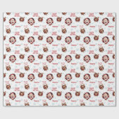 Grappige Santa Rendieren Naam Tekst Kerstmis Cadeaupapier (Vlak)