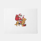 Grappige Santa Riding Golden Retriever Dog Kerstmi Deurmat (Voorkant)