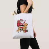 Grappige Santa Riding Golden Retriever Dog Kerstmi Tote Bag (Dichtbij)