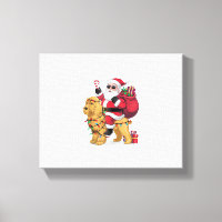Grappige Santa Riding Goldendoodle Hond Kerstmis