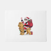 Grappige Santa Riding Goldendoodle Hond Kerstmis Deurmat (Voorkant)
