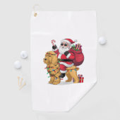 Grappige Santa Riding Goldendoodle Hond Kerstmis Golfhanddoek (Insitu)