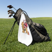 Grappige Santa Riding Goldendoodle Hond Kerstmis Golfhanddoek (Groen)