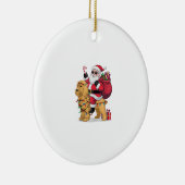 Grappige Santa Riding Goldendoodle Hond Kerstmis Keramisch Ornament (Rechts)