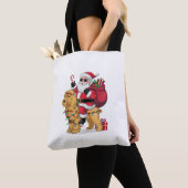Grappige Santa Riding Goldendoodle Hond Kerstmis Tote Bag (Dichtbij)