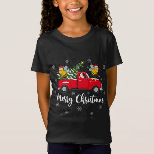 Grappige Santa Riding Kerstboom Truck Honeybee C T-shirt