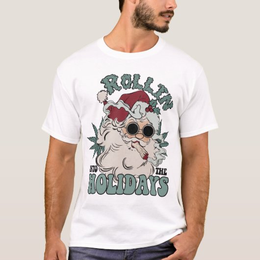Grappige Santa rollin in de Feestdagen Christmas T T-shirt (Voorkant)