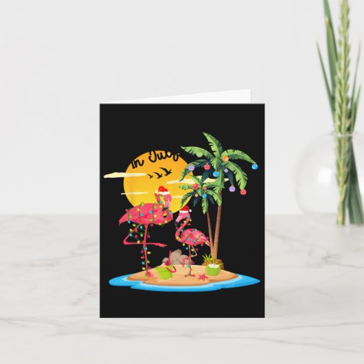 Grappige Santa Roze Flamingo Palmboom Kerstmis in Kaart (Voorkant)
