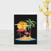 Grappige Santa Roze Flamingo Palmboom Kerstmis in Kaart (Gele Bloem)