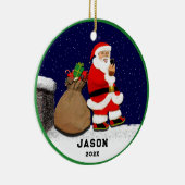 Grappige Santa Selfie Kerstmis Keramisch Ornament (Rechts)