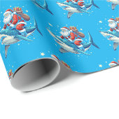 Grappige Santa Shark Gift Wrap | haaienpapier Cadeaupapier (Rol Hoek)