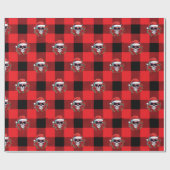 Grappige Santa Skull Buffalo Check inpakpapier (Vlak)