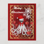 Grappige Santa  steampunk kerst octopus Feestdagenkaart (Voorkant)