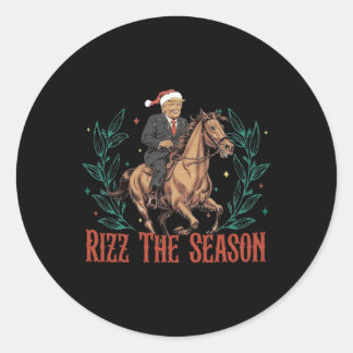 Grappige Santa Trump Rizz het seizoen maken Xmas g Ronde Sticker