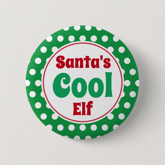 Grappige Santa's Cool Elf Christmas Button Pin (Voorkant)