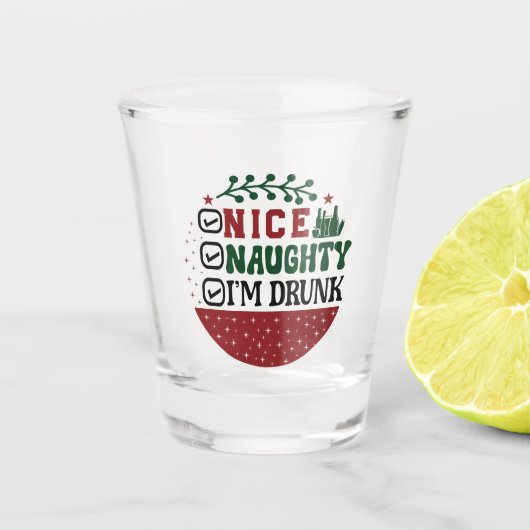 Grappige Santa's lijst drink drink feest Shot Glas (Voorkant)