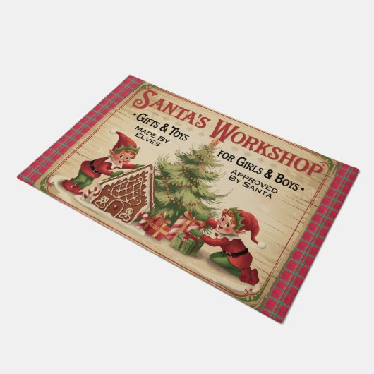 Grappige  Santa's Workshop Deurmat (Schuin)