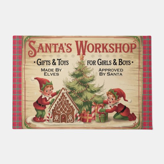 Grappige  Santa's Workshop Deurmat (Voorkant)