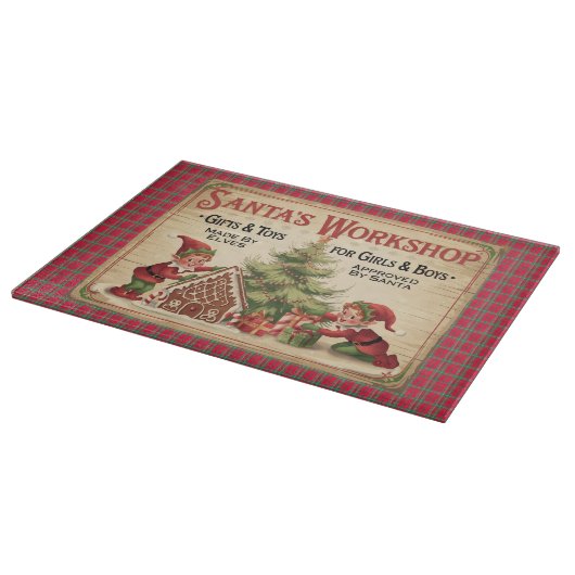 Grappige  Santa's Workshop Snijplank (Hoek)