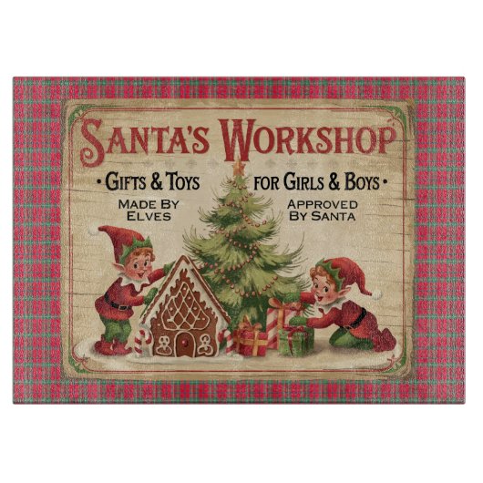 Grappige  Santa's Workshop Snijplank (Voorkant)