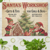 Grappige  Santa's Workshop Theedoek (Gevouwen)