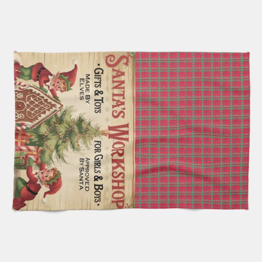 Grappige Santa's Workshop Theedoek (Horizontaal)