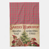 Grappige  Santa's Workshop Theedoek (Verticaal)