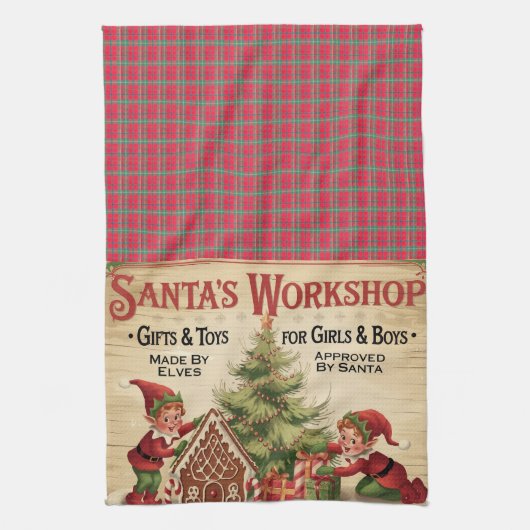 Grappige  Santa's Workshop Theedoek (Verticaal)