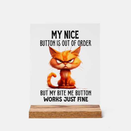 Grappige sarcasme kat leuke knop woord kunst acryl bord (Voorkant)