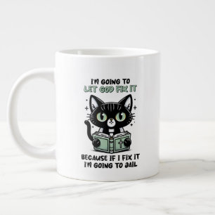 Grappige sarcasme kat woordkunst grote koffiekop