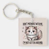 Grappige sarcasme kat woordkunst sleutelhanger (voorkant)