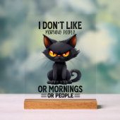 Grappige sarcasme kattenochtenden word art acryl bord (Neutraal)