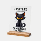 Grappige sarcasme kattenochtenden word art acryl bord (Hoek)