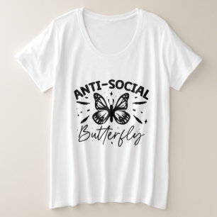Grappige sarcasme woordkunst Anti-Sociaal Grote Maat T-shirt