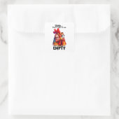Grappige sarcastische haan kip "Cup leeg" Vierkante Sticker (Tas)