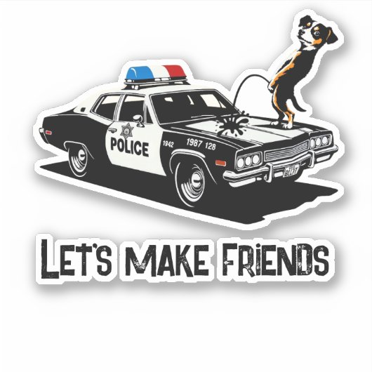 Grappige sarcastische hond plassen politie auto wo sticker (Voorkant)