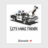 Grappige sarcastische hond plassen politie auto wo sticker (Vel)