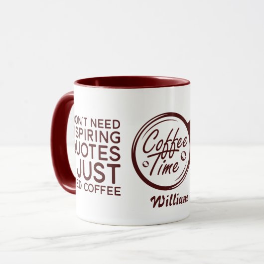 Grappige Sarcastische Ik heb geen inspirerende quo Mok (Voorkant links)