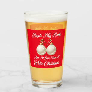 Grappige sarcastische jingle mijn ballen wit kerst glas